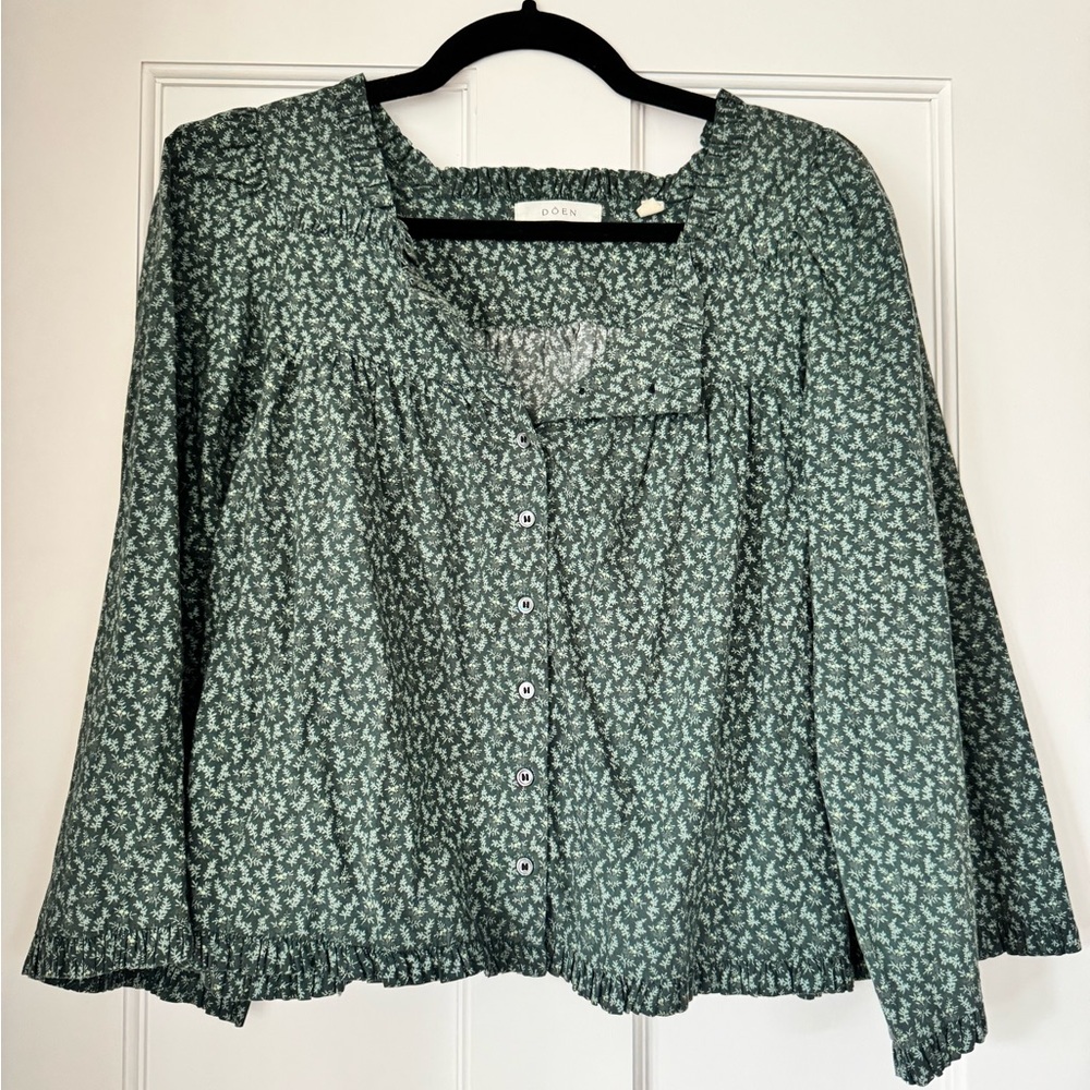 DOEN Green Floral Women's Top